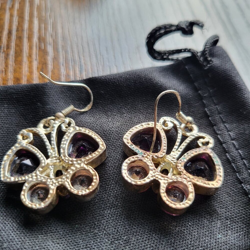 VINTAGE HANDMADE STERLING SILVER BUTTERFLY EARRINGS - Picture 5 of 5